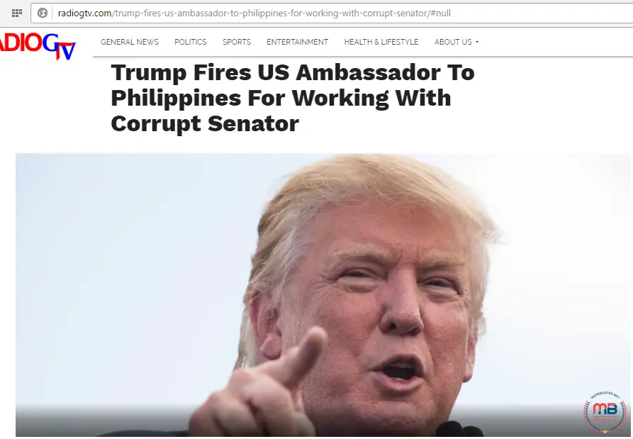 Trump Fires US Ambassador to PH