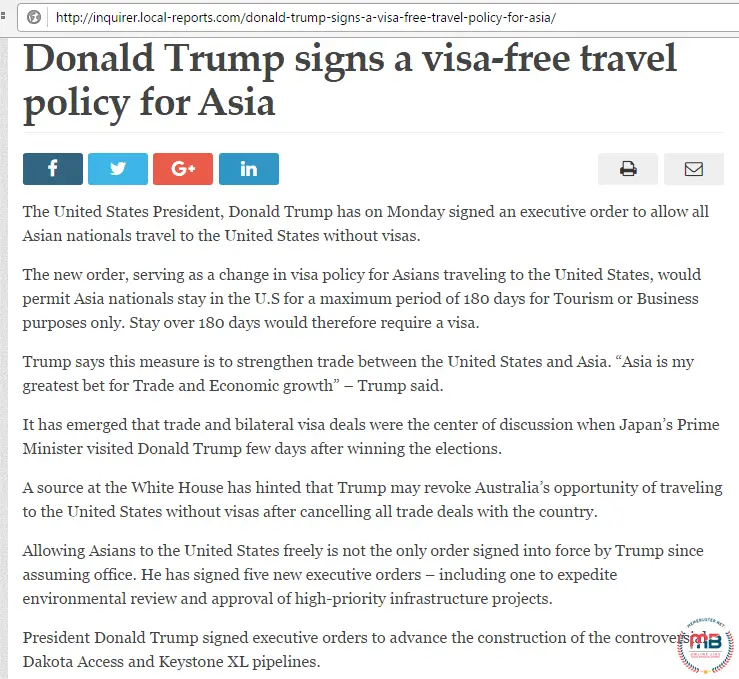  Trump Sign Visa Free Policy