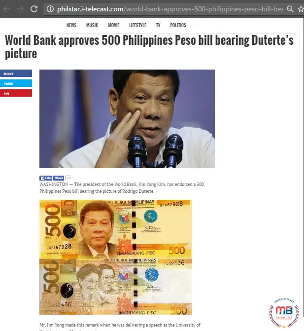 World Bank Approving P500 Dutertes Photo