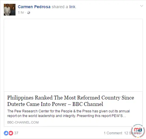 Carmen Pedrosa Shares Fake News