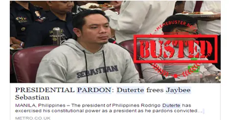 Duterte Pardoned Jaybee Sebastian