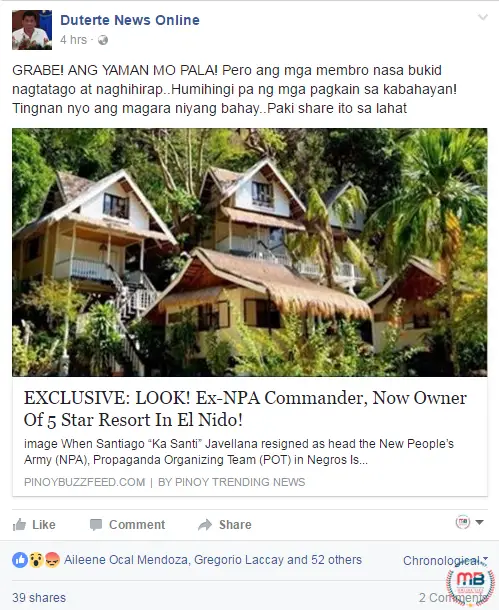 Ex NPA Commander Owns Resort