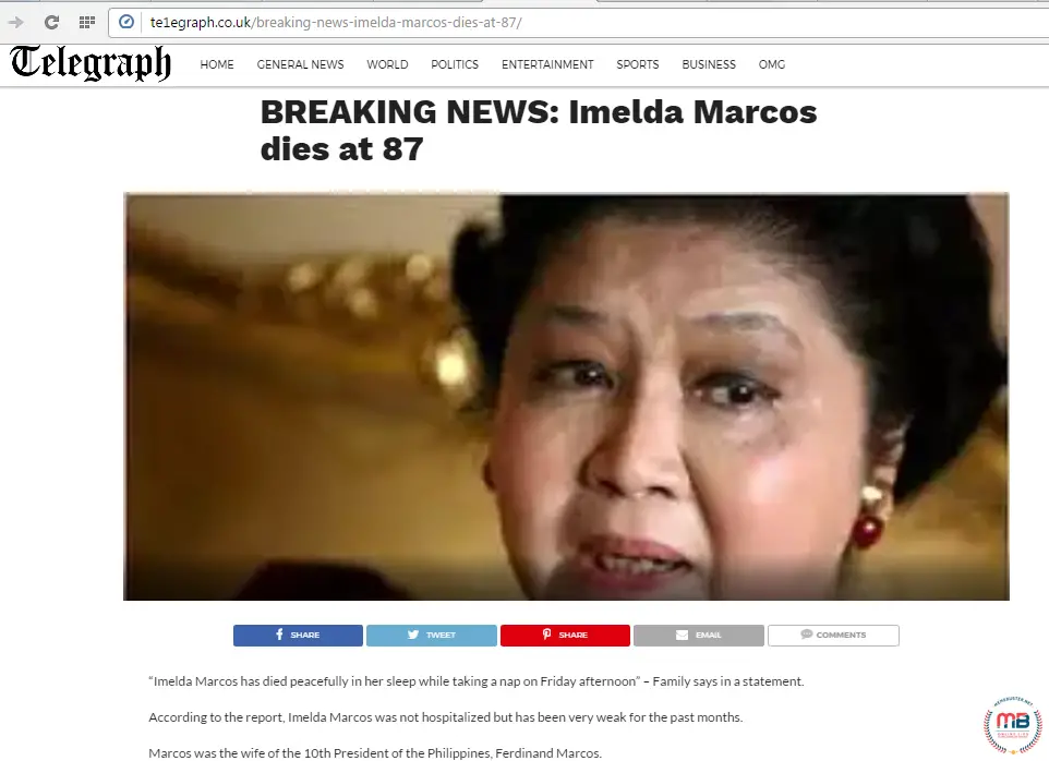 Imelda Marcos Died