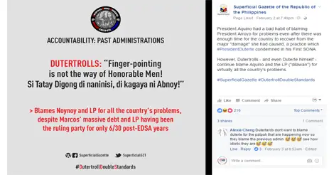 Superficial Gazette Slams Duterte Trolls