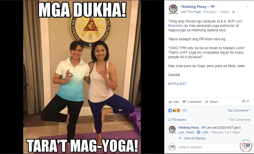 Thinking Pinoy Twisting Robredo Yoga