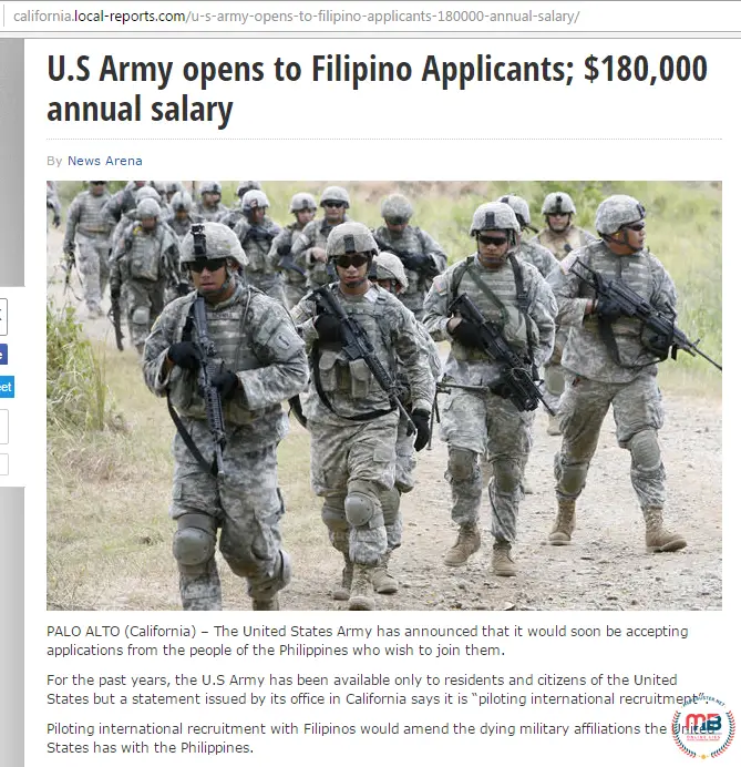 US Army Opens Filipino Applicants