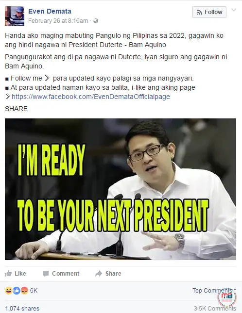 Bam Aquino presidential candidacy