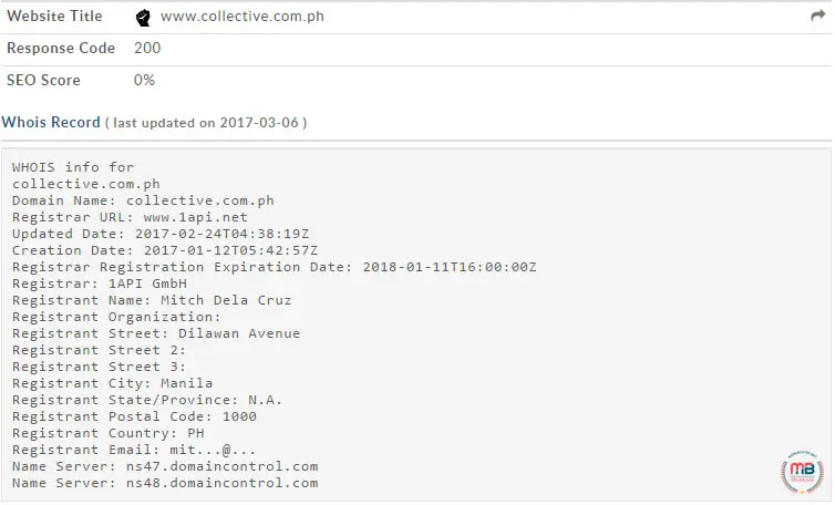 We Are Collectives fake WHOIS info