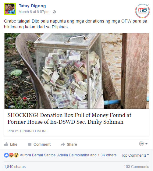 money found in Dinky Soliman’s old house