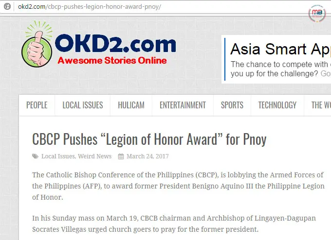 Aquinos Legion of Honor Award