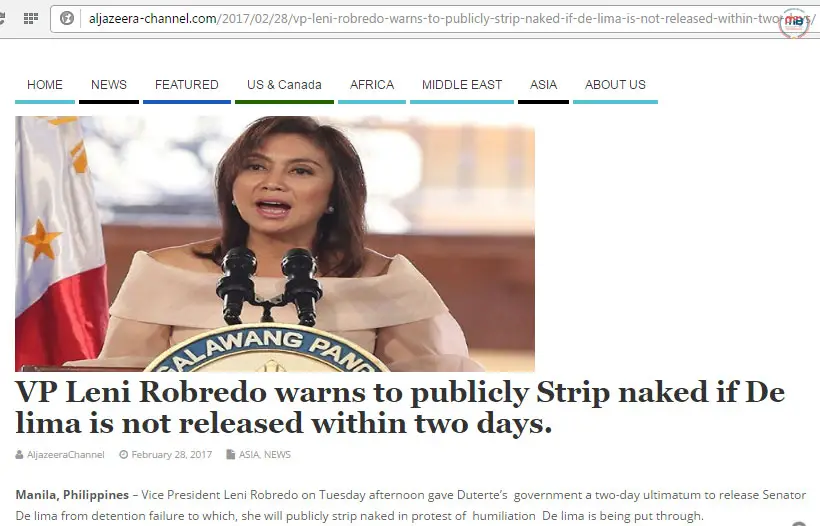 Robredo warned about stripping naked