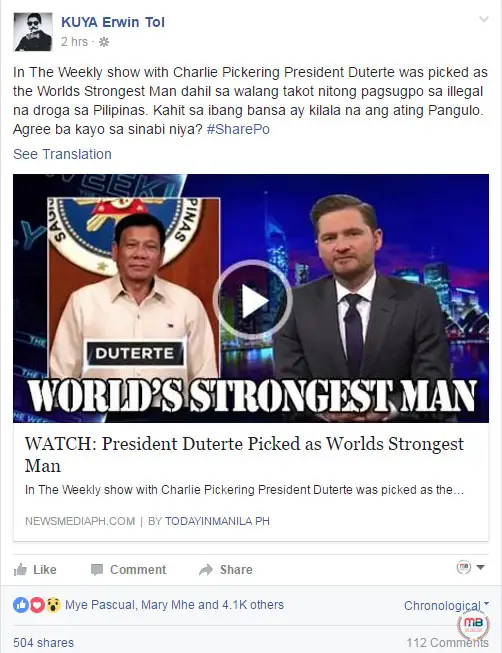 Duterte Worlds strongest man