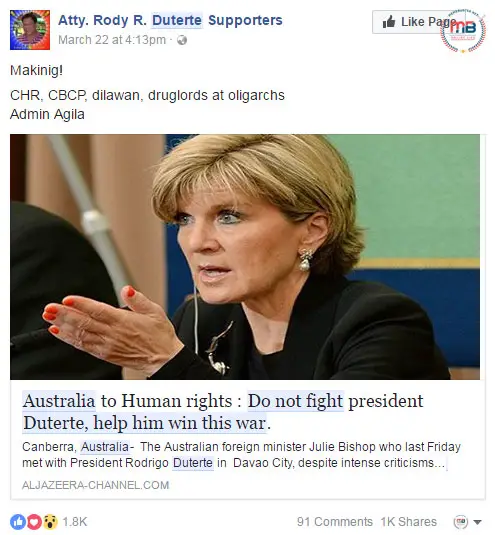 Australian FM told human rights