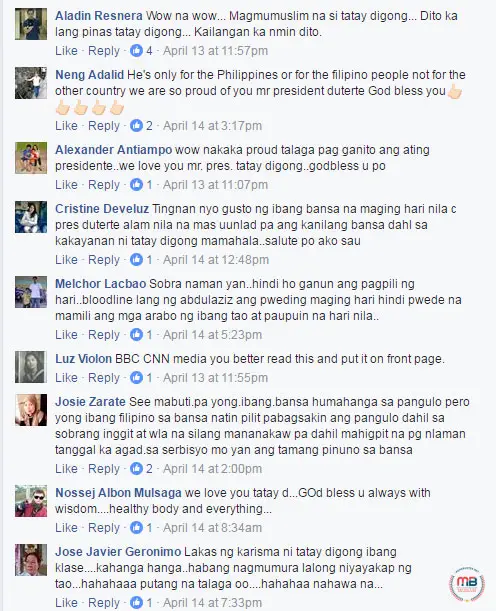 Saudi Arabians requested Duterte to be their king