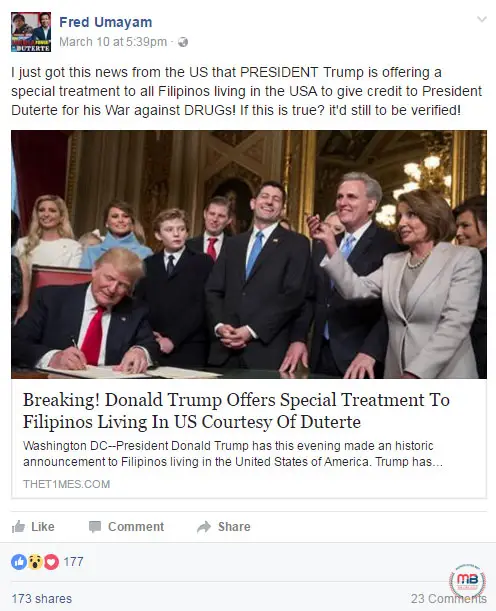Trump offered special treatment to Filipinos