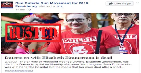 Dutertes ex-wife is dead