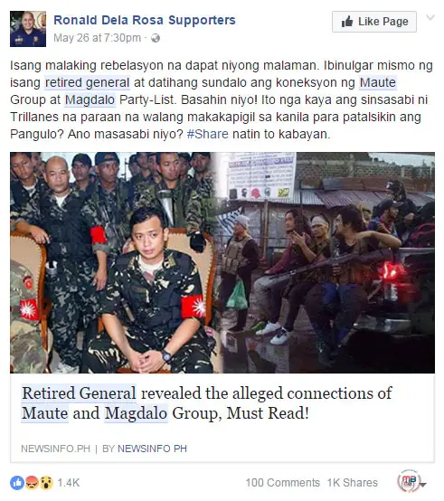 Magdalo is connected to Maute group