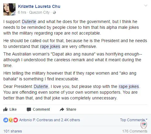 Duterte rape joke 