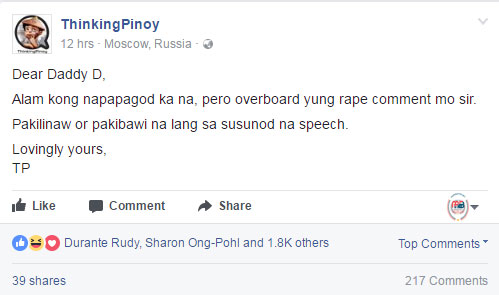 Duterte rape joke 
