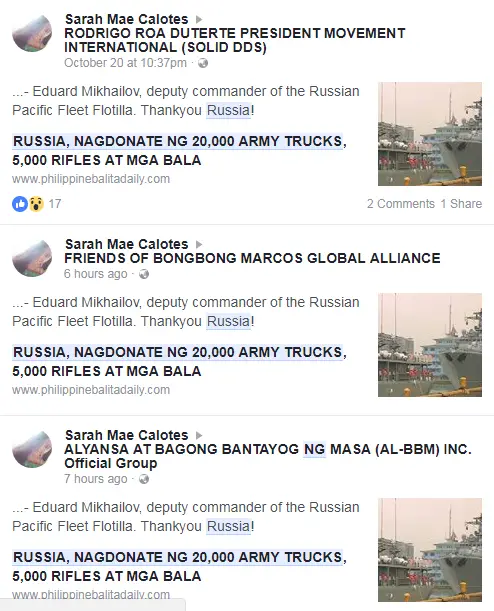 Russia donated 20,000 army trucks to PH